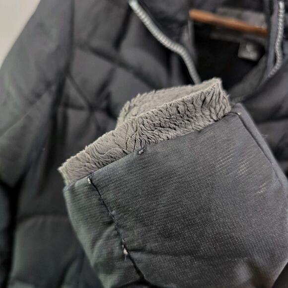 Eddie Bauer Down Puffer Jacket Womens Small Black Parka Coat Long Fleece Lined - Picture 9 of 10